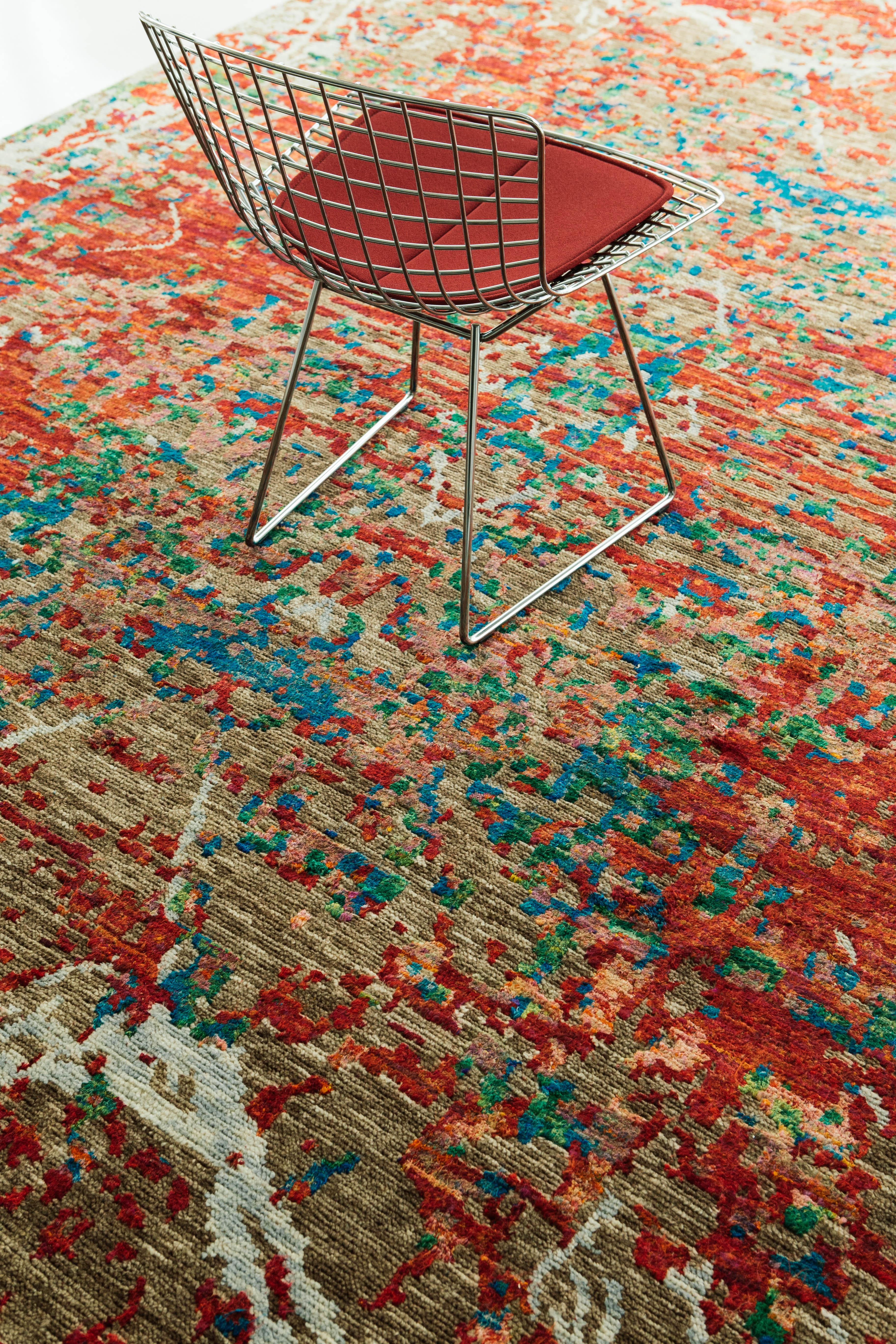 Modern Design Wool and Bamboo Silk Rug For Sale 3