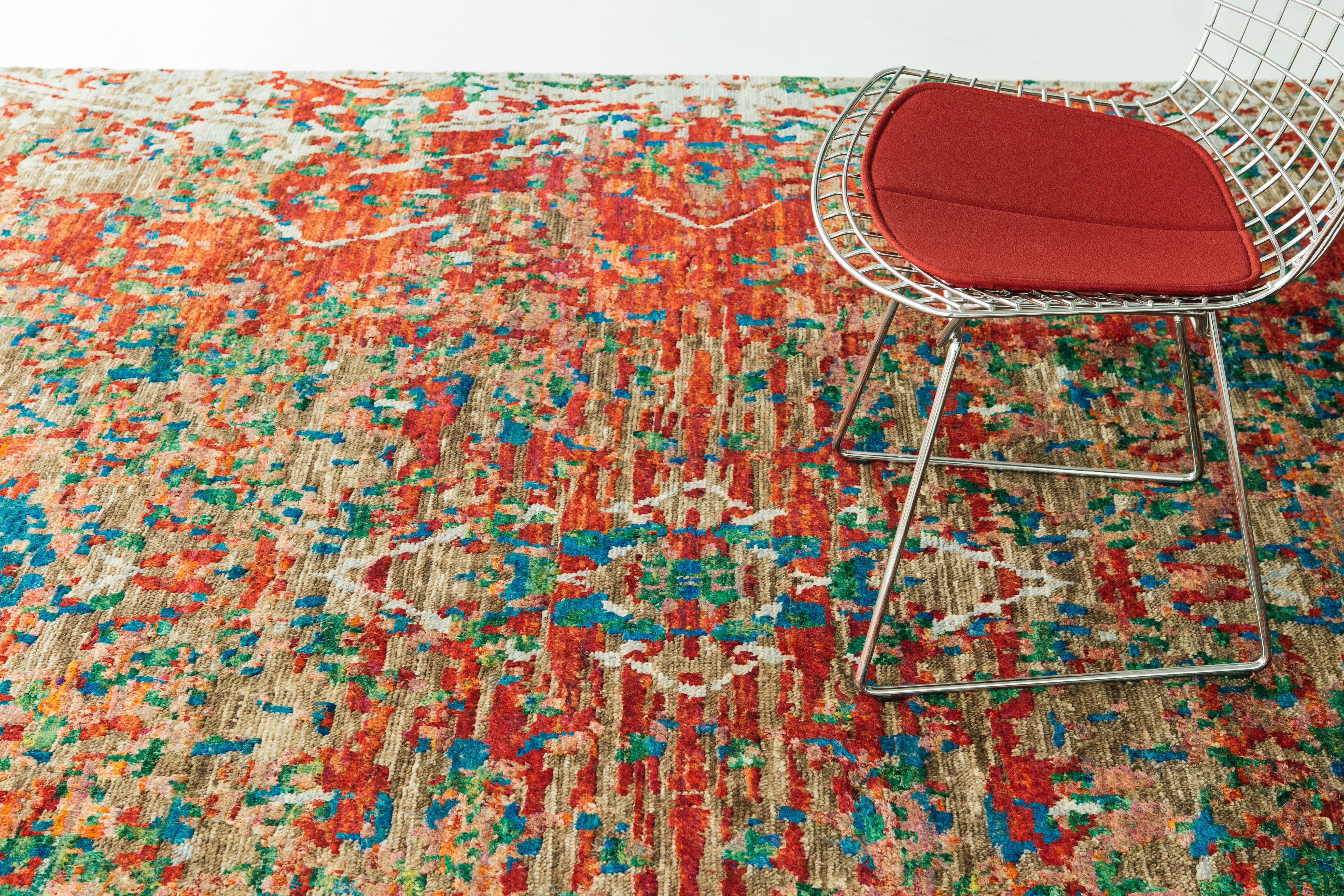 Moderner Teppich aus Wolle und Bambus mit Design im Angebot 9