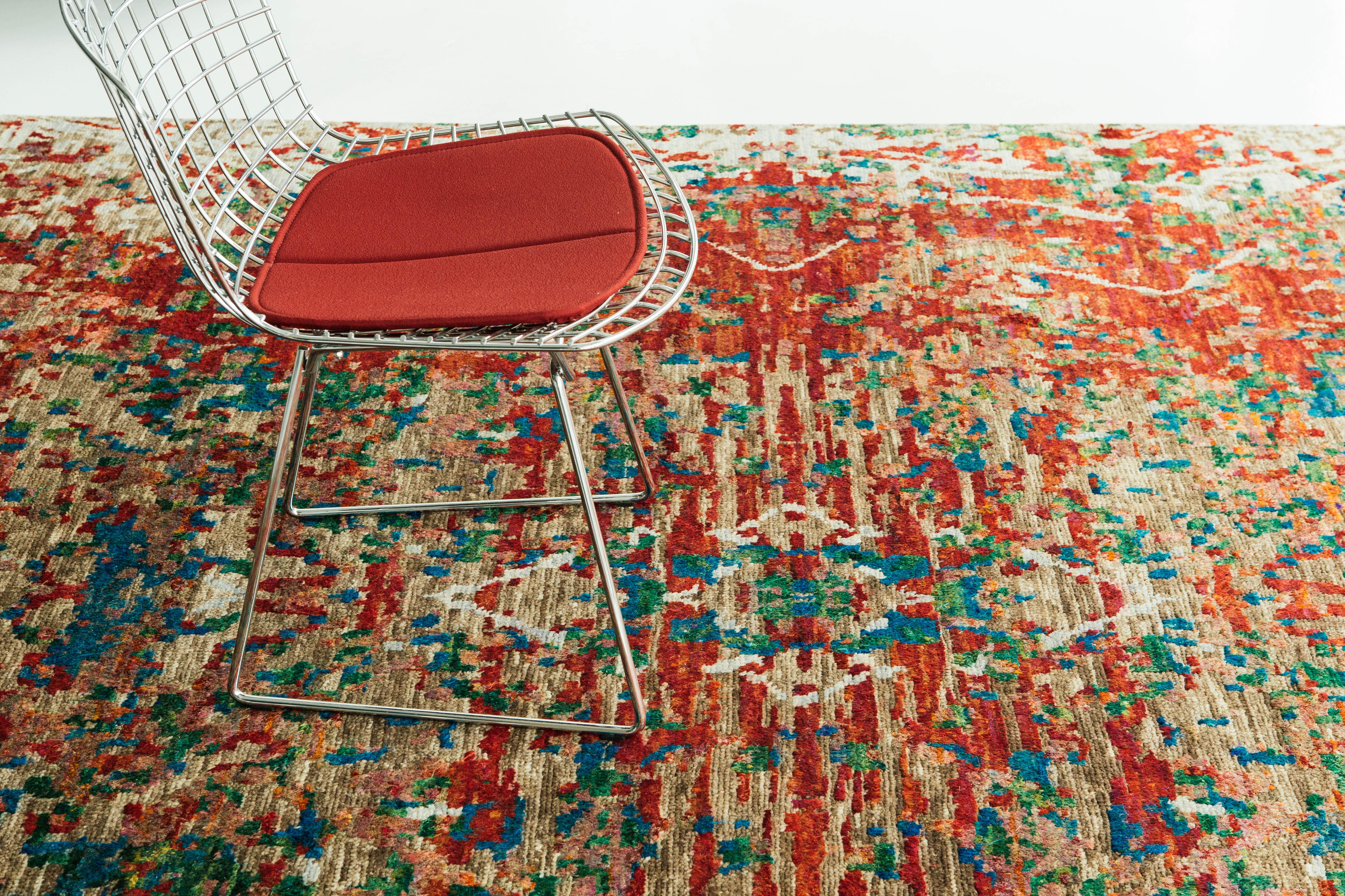 Moderner Teppich aus Wolle und Bambus mit Design im Angebot 3
