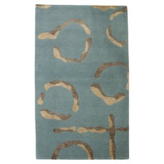 Modern Designed Blue Wool & Silk Rug
