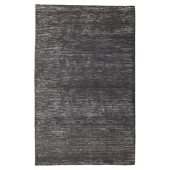 Alfombra De Seda De Bambú Y Lana De Diseño Moderno En Color Gris Carbón Procedente De Nepal