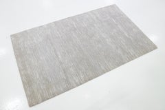 Modern Designed Wool & Bamboo Silk Rug In Silver Gray Color From Nepal
