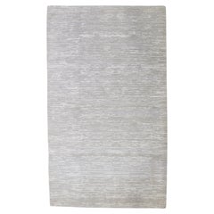 Modern Designed Wool & Bamboo Silk Rug In Silver Gray Color From Nepal