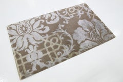 Modern Designed Wool & Silk Rug In Taupe with Baroque Design