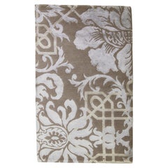 Modern Designed Wool & Silk Rug In Taupe with Baroque Design
