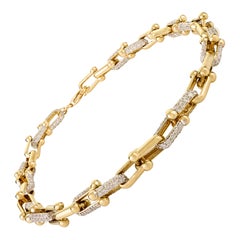 Pulsera de eslabones con diamantes en oro amarillo de 14 quilates de diseño moderno para mujer