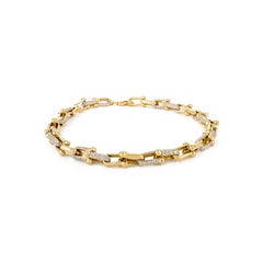 Pulsera de eslabones con diamantes en oro amarillo de 14 quilates de diseño moderno para mujer