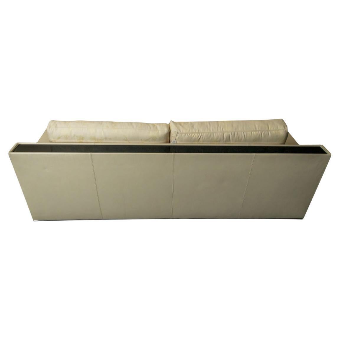 Contemporary Modern Designer Fendi Casa ivory leather sofa For Sale