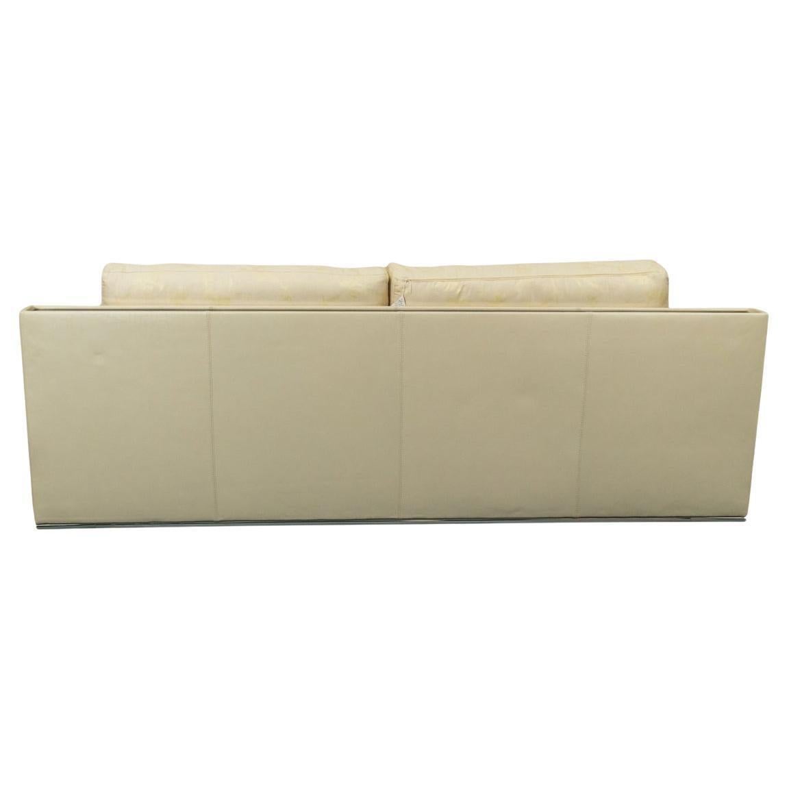 Leather Modern Designer Fendi Casa ivory leather sofa For Sale