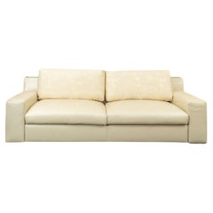 Modern Designer Fendi Casa ivory leather sofa