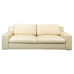 Modernes Designer-Sofa aus elfenbeinfarbenem Leder von Fendi Casa