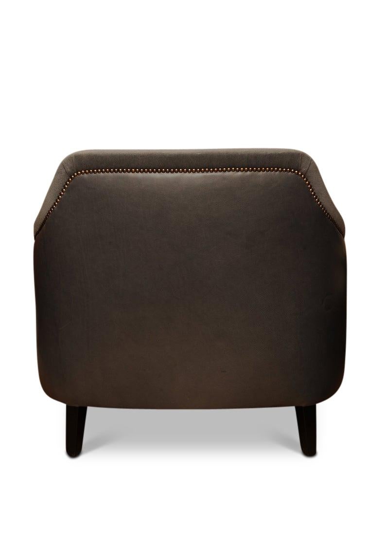 British Modern Designer Handmade Club Chair Upholstered with Blue Velvet & Blue Leather For Sale