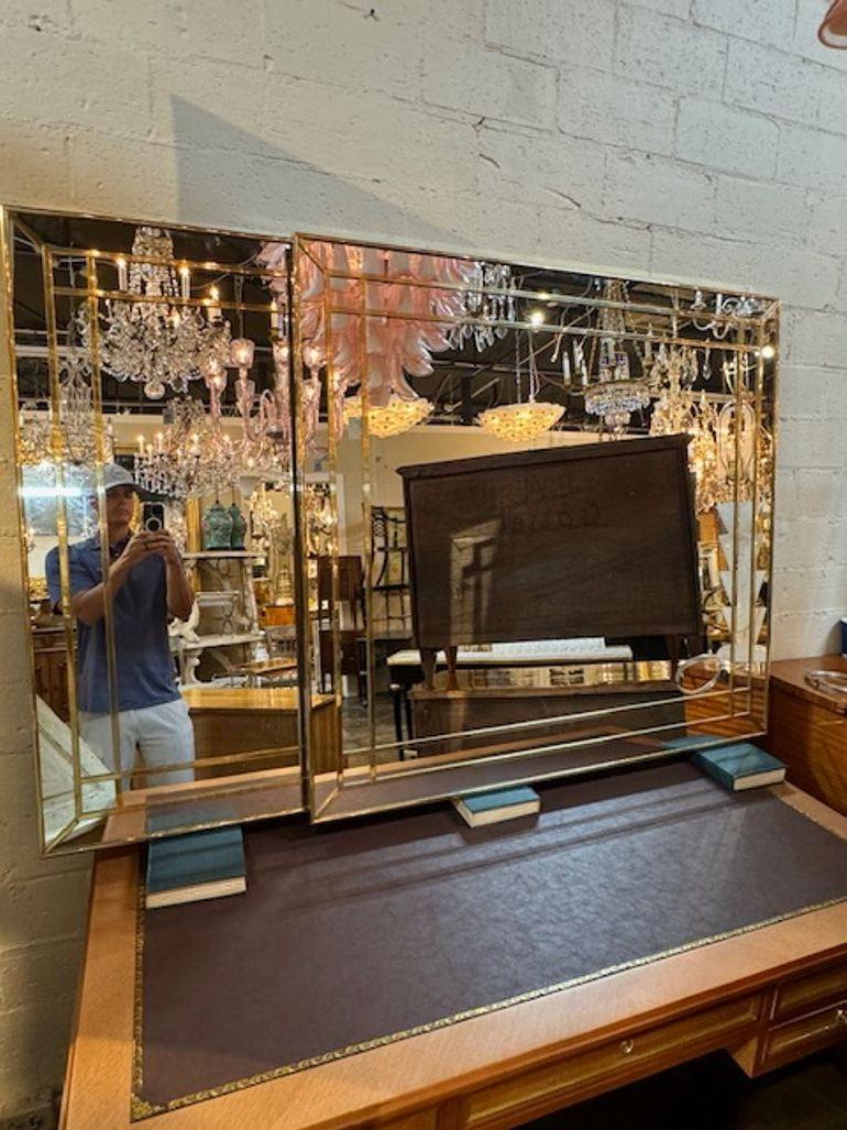Lovely Italian designer brass mirror. Creates a very polished look! Very fine quality. There are 4 available.
43w x 47h