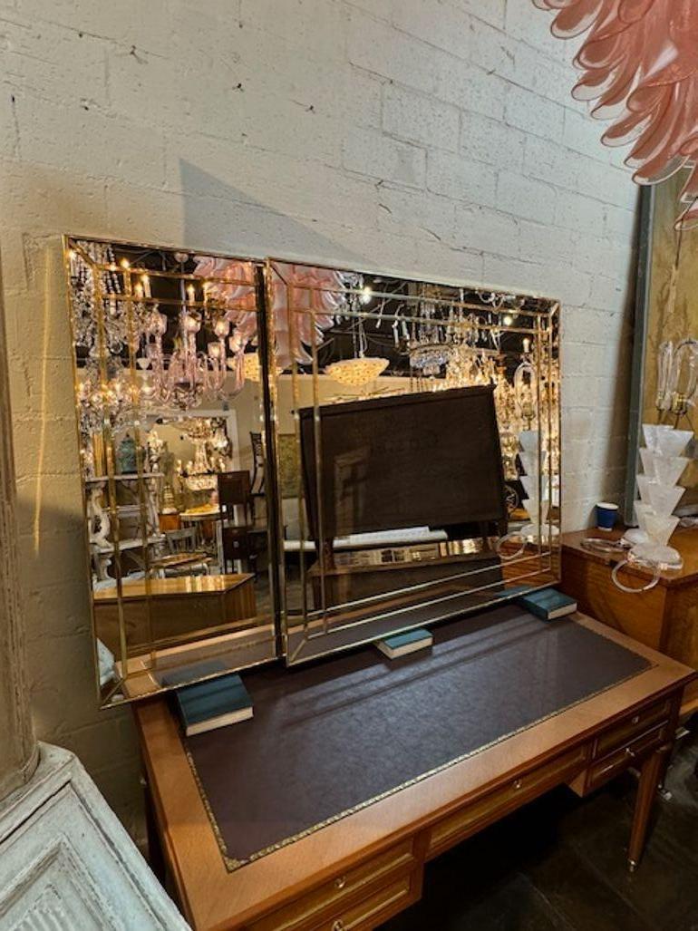 Modern Designer Italian Brass Mirror For Sale 1
