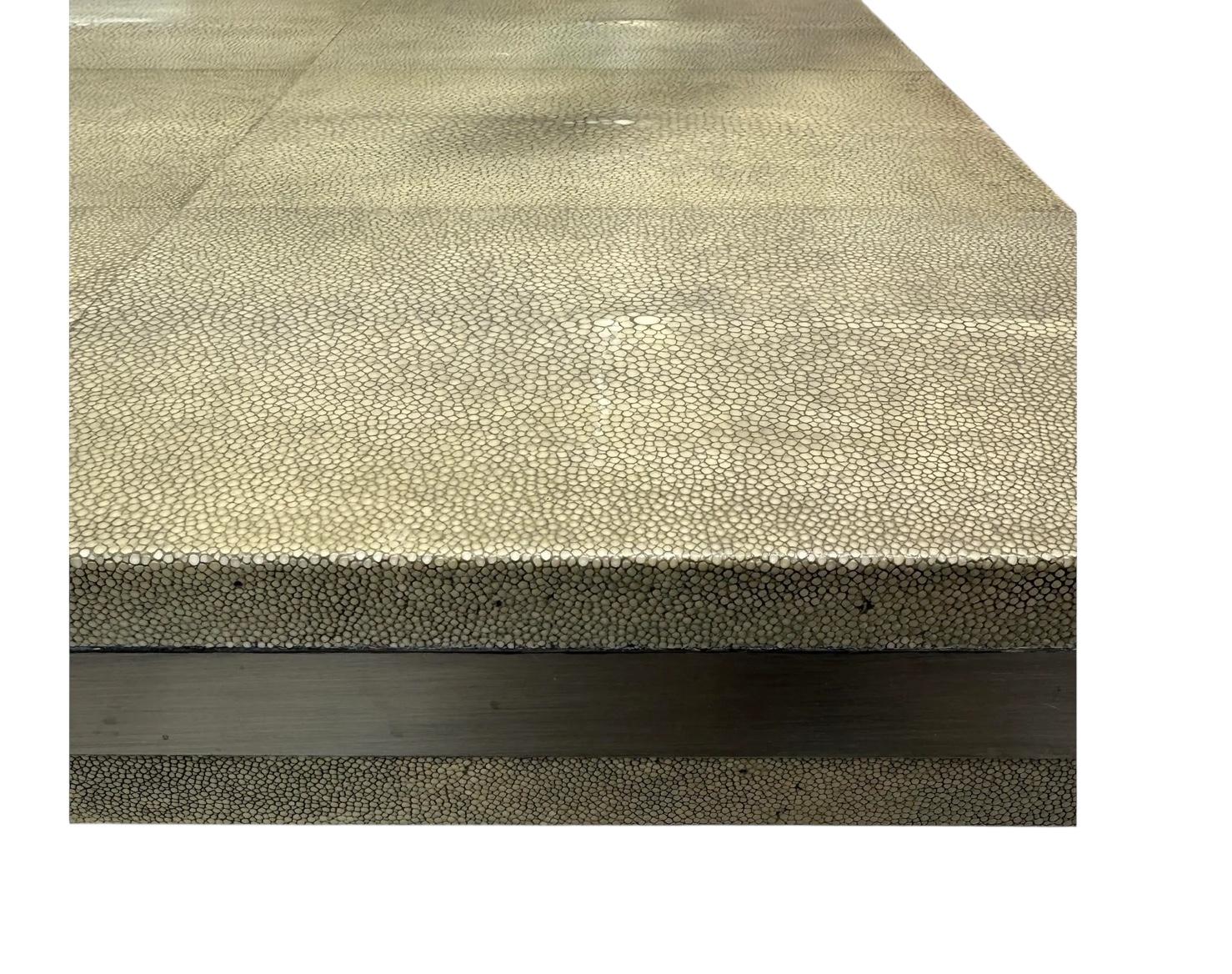 Late 20th Century Modern Designer Shagreen Pedestal Dining Table For Sale