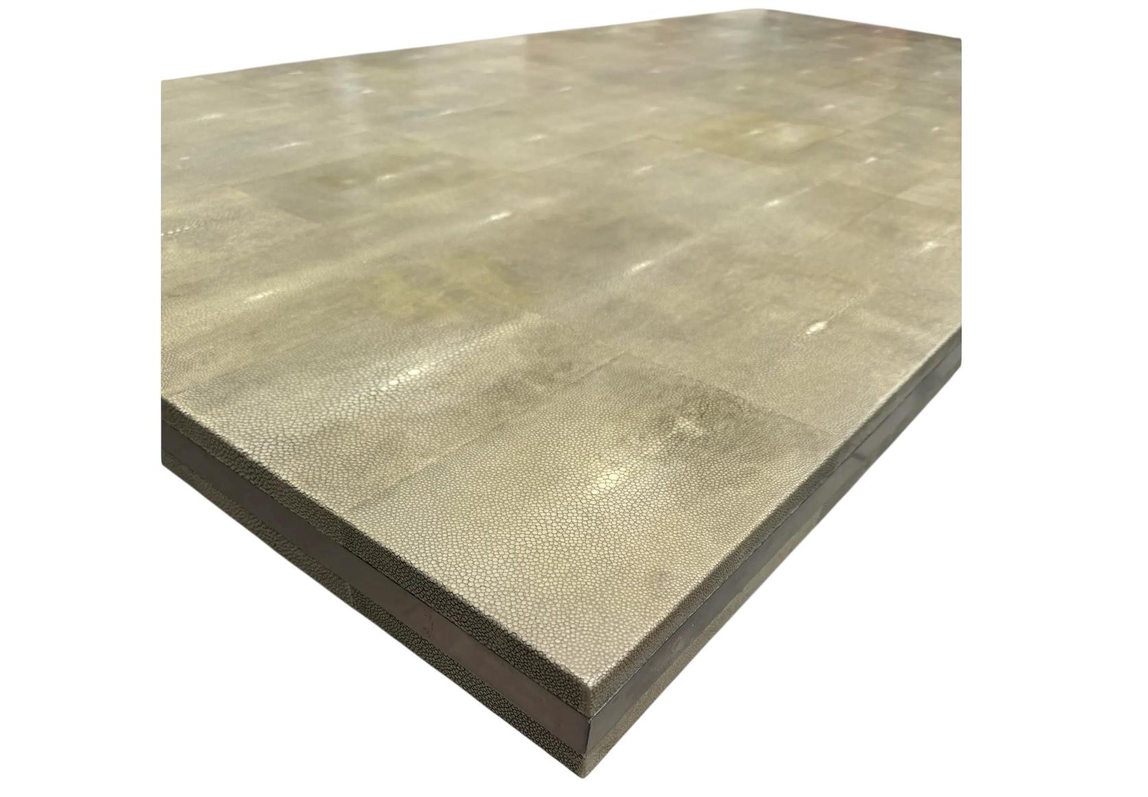 Modern Designer Shagreen Pedestal Dining Table For Sale 1