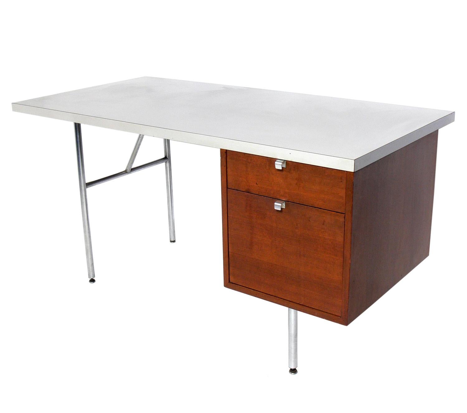 Clean lined modern desk, designed by George Nelson for Herman Miller, American, circa 1950s.