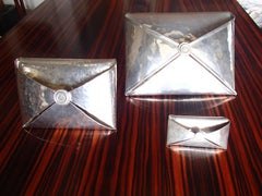 Modernes modernes Schreibtischset aus Zinn für Briefe und Visit Cards von Jean Goardere