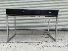 Modern Desk with Black Top and Chrome Base