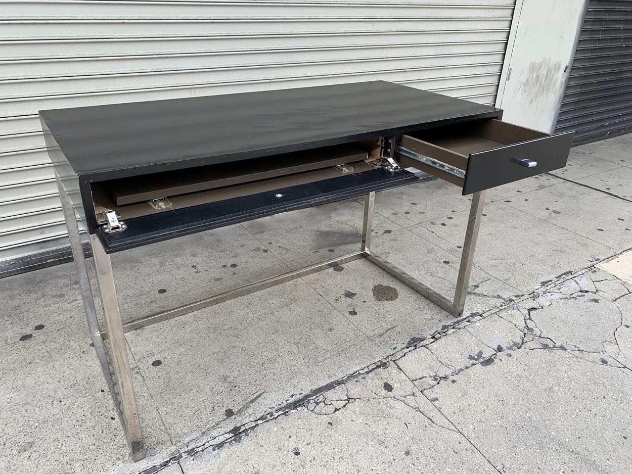 Modern Desk with Black Top and Chrome Base 1