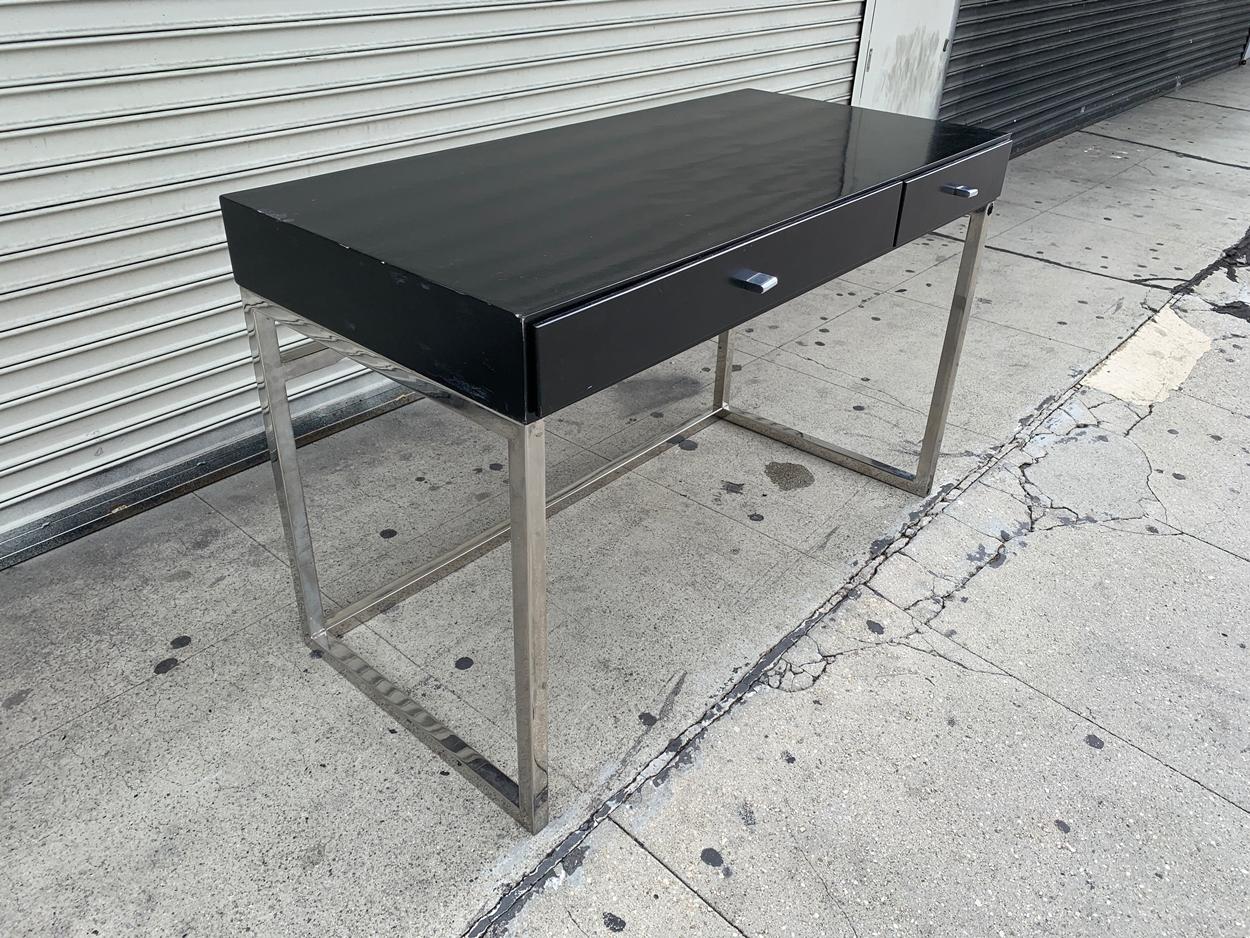 Modern Desk with Black Top and Chrome Base 2