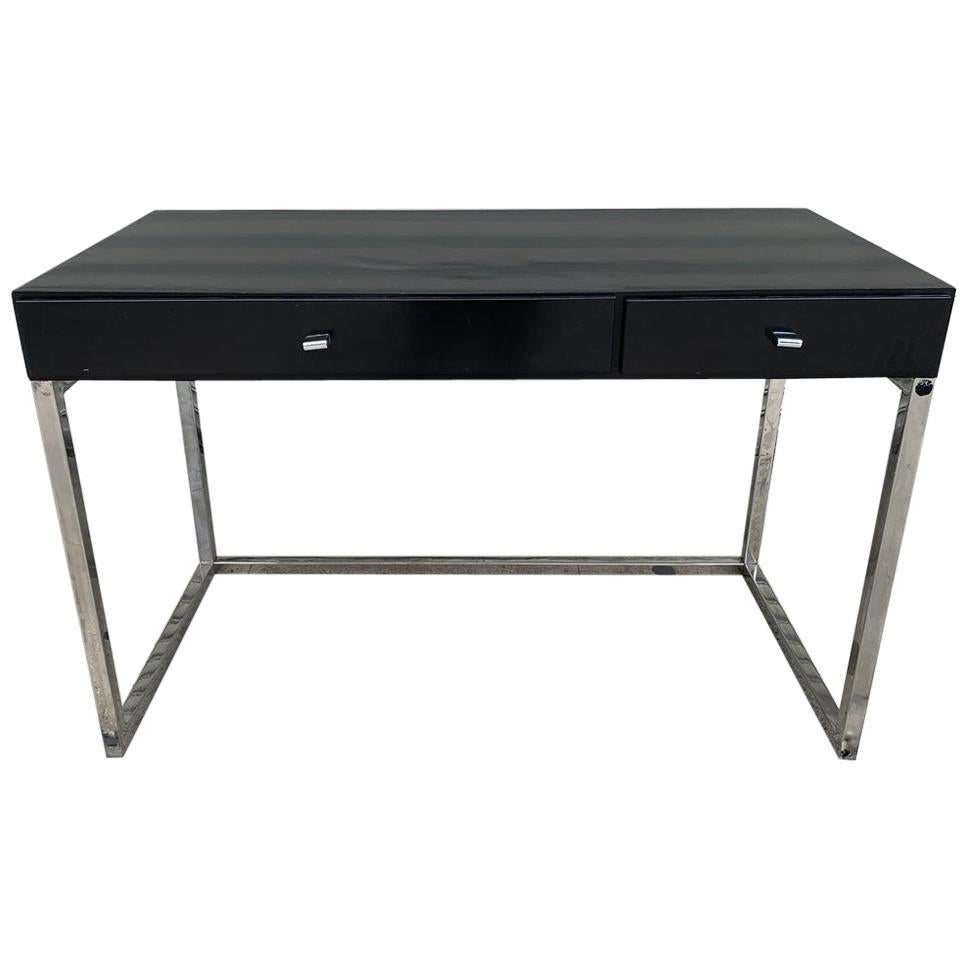 Modern Desk with Black Top and Chrome Base