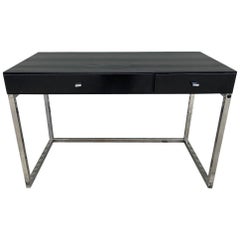 Vintage Modern Desk with Black Top and Chrome Base