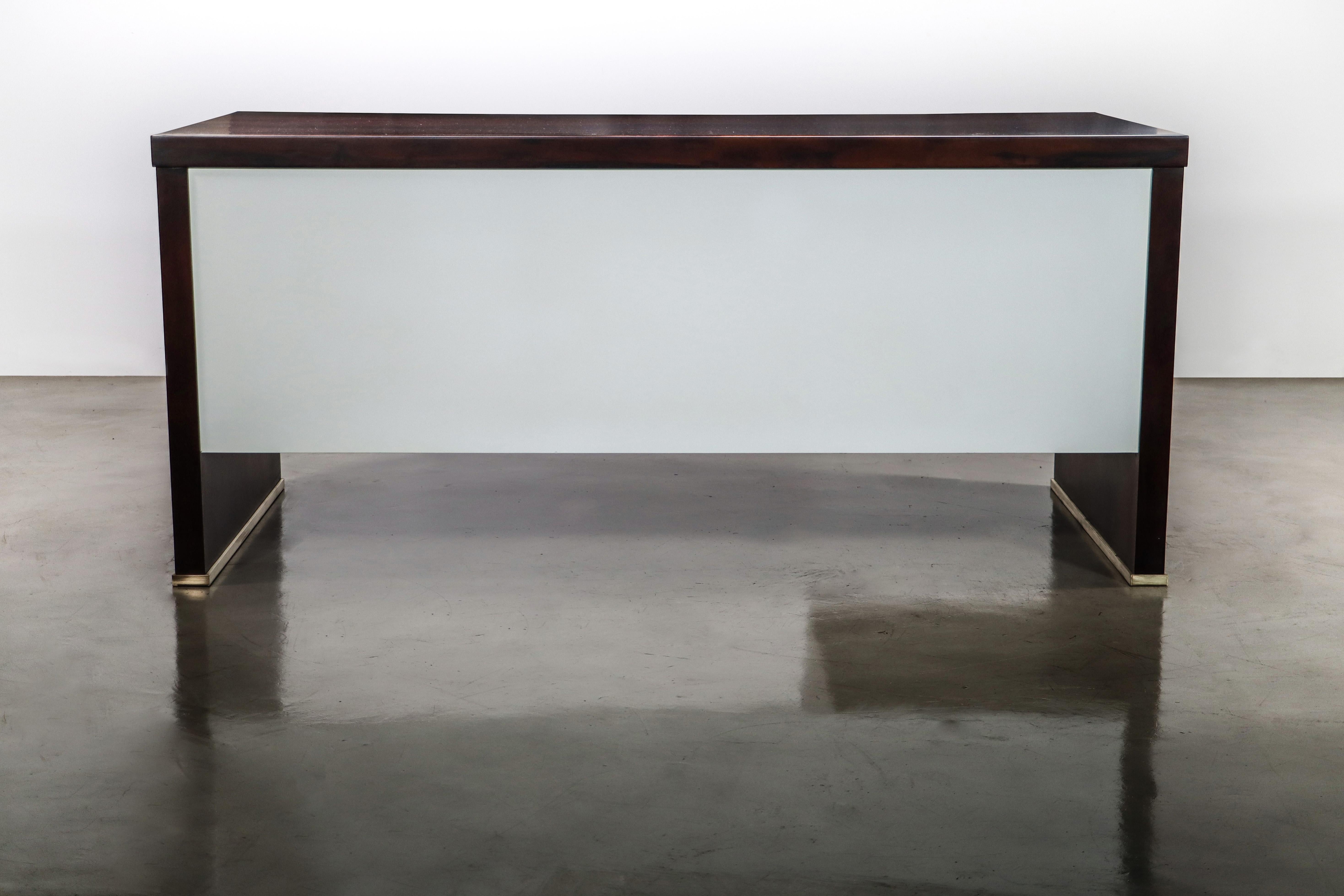 Modern Desk with Drawers in Argentine Rosewood & Bronze from Costantini, Lorenzo For Sale 2