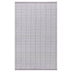 Modern Dhurrie Gray And Taupe Flatweave Cotton Carpet "Treccia"