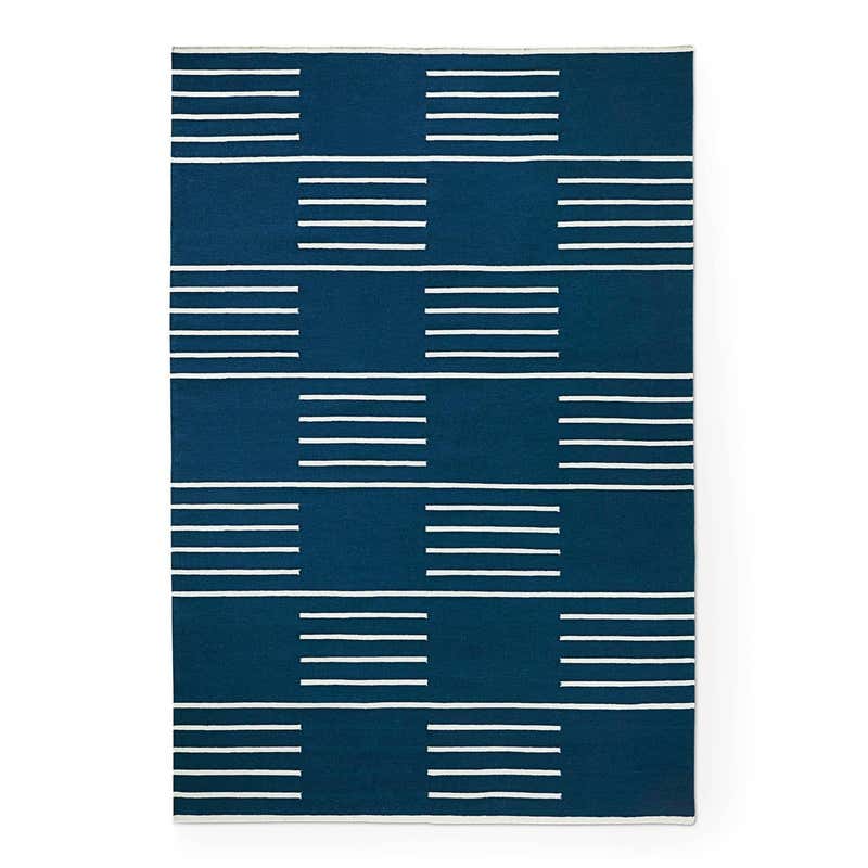 Classic Cream/Blue Modern Dhurrie Rug in Scandinavian Design For Sale ...