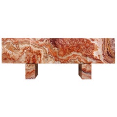 Modernes Diablo-Sideboard aus rotem Passion-Onyx, Eschenholzfurniere