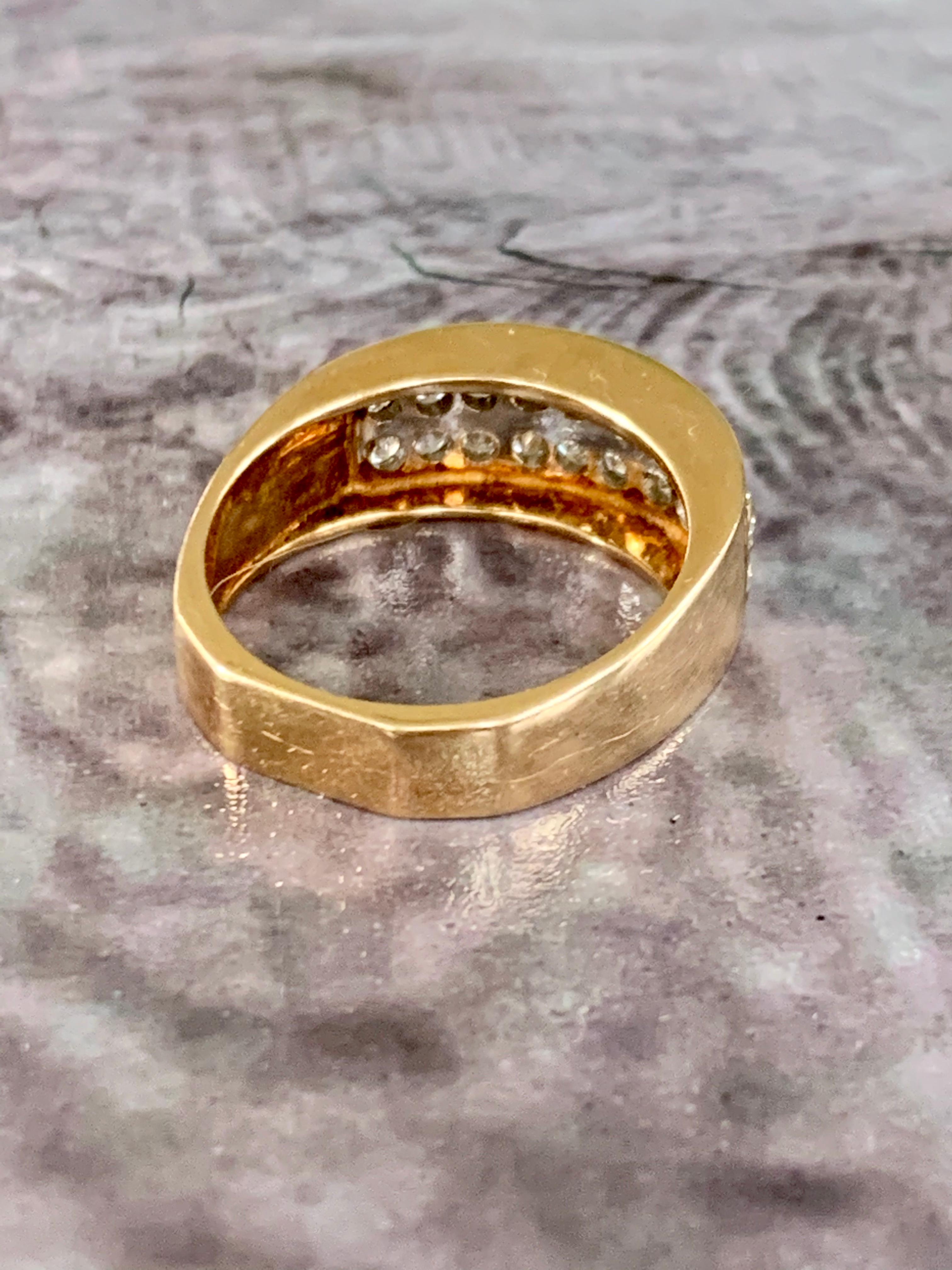 Modern Diamond 14 Karat Yellow Gold Band Ring 1
