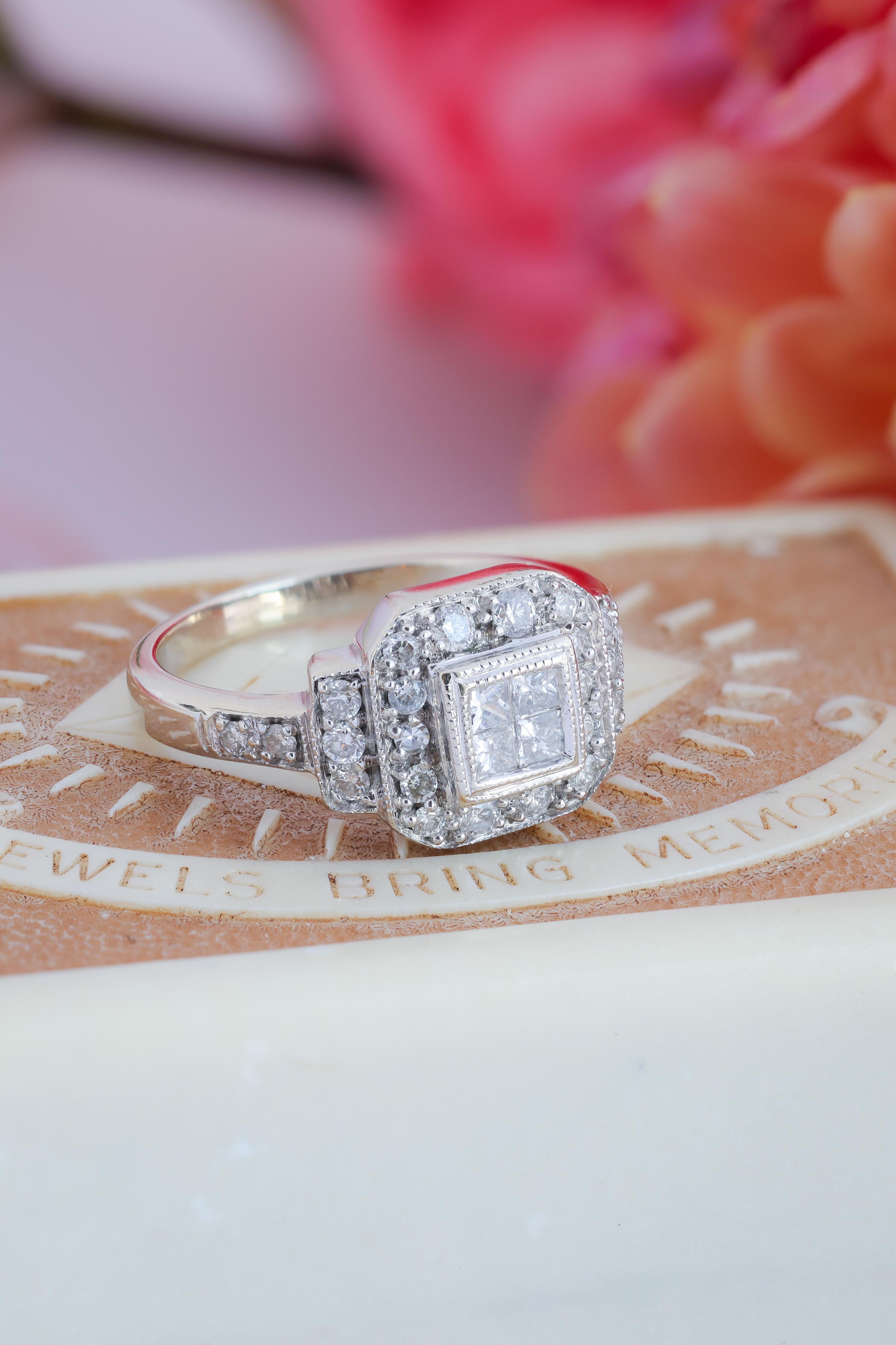 Moderner Diamantring 14K Weißgold für Damen oder Herren