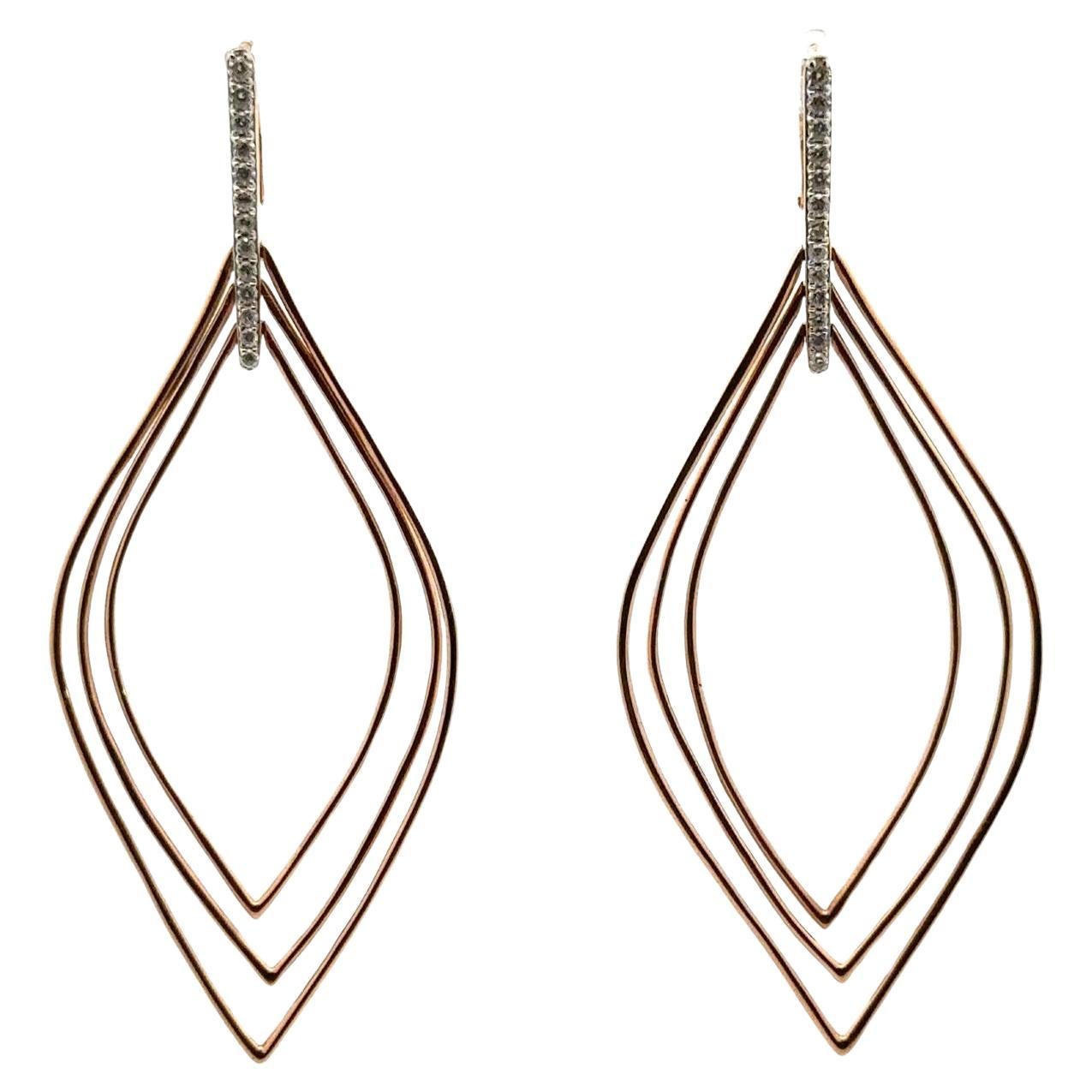 Modern Diamond 18 Karat Rose Gold Dangle Earrings For Sale