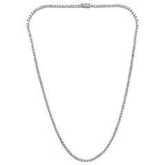 Modern Diamond 18 Karat White Gold Line Tennis Necklace 10.00 Carat