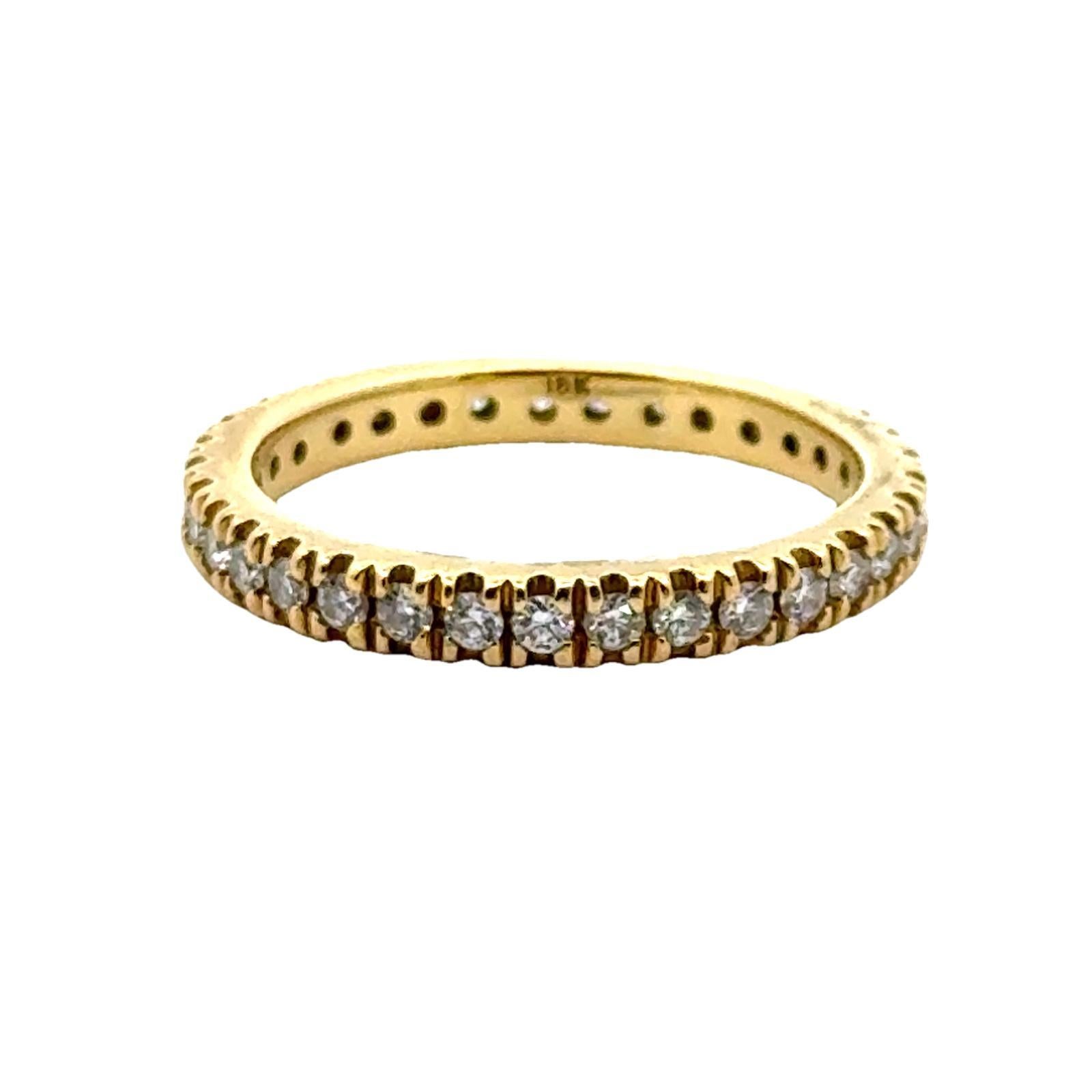 Alliance d'éternité moderne en or jaune 18 carats avec diamants, taille 9,25 Pour femmes en vente