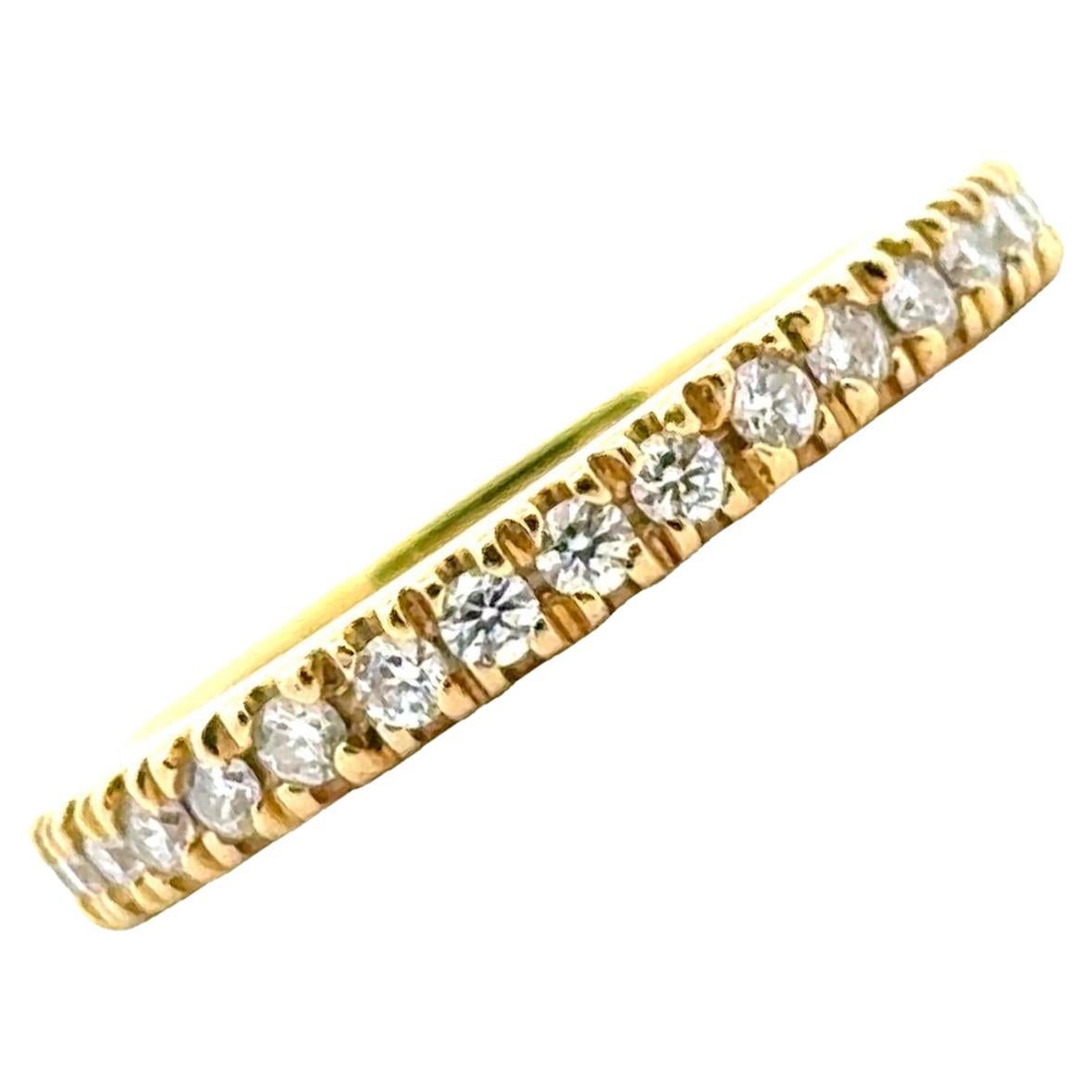 Modern Diamond 18 Karat Yellow Gold Eternity Wedding Band Size 9.25