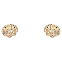 Moderne Gadrooned-Ohrstecker aus 18 Karat Gelbgold mit Diamanten