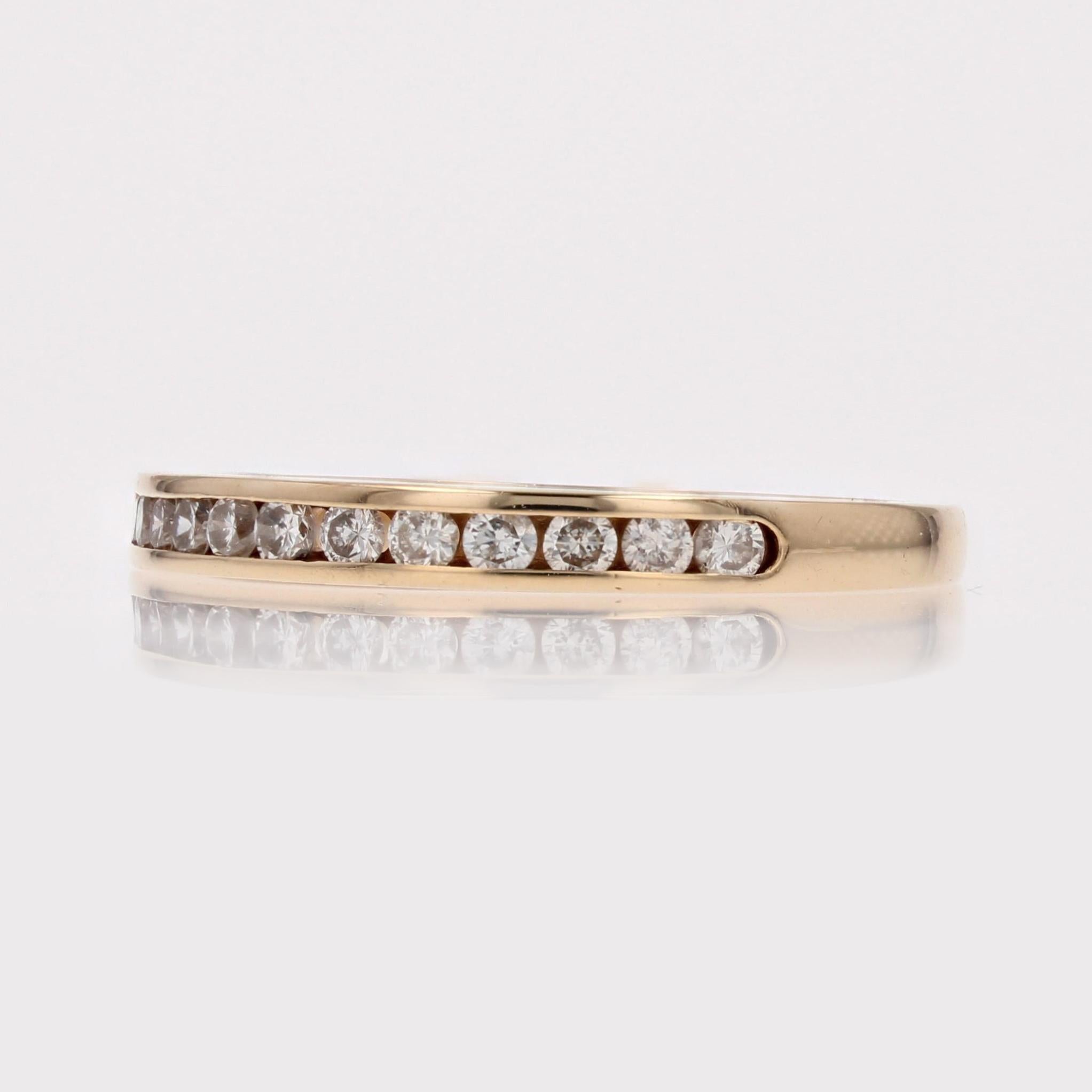 Brilliant Cut Modern Diamond 18 Karat Yellow Gold Half Wedding Ring For Sale