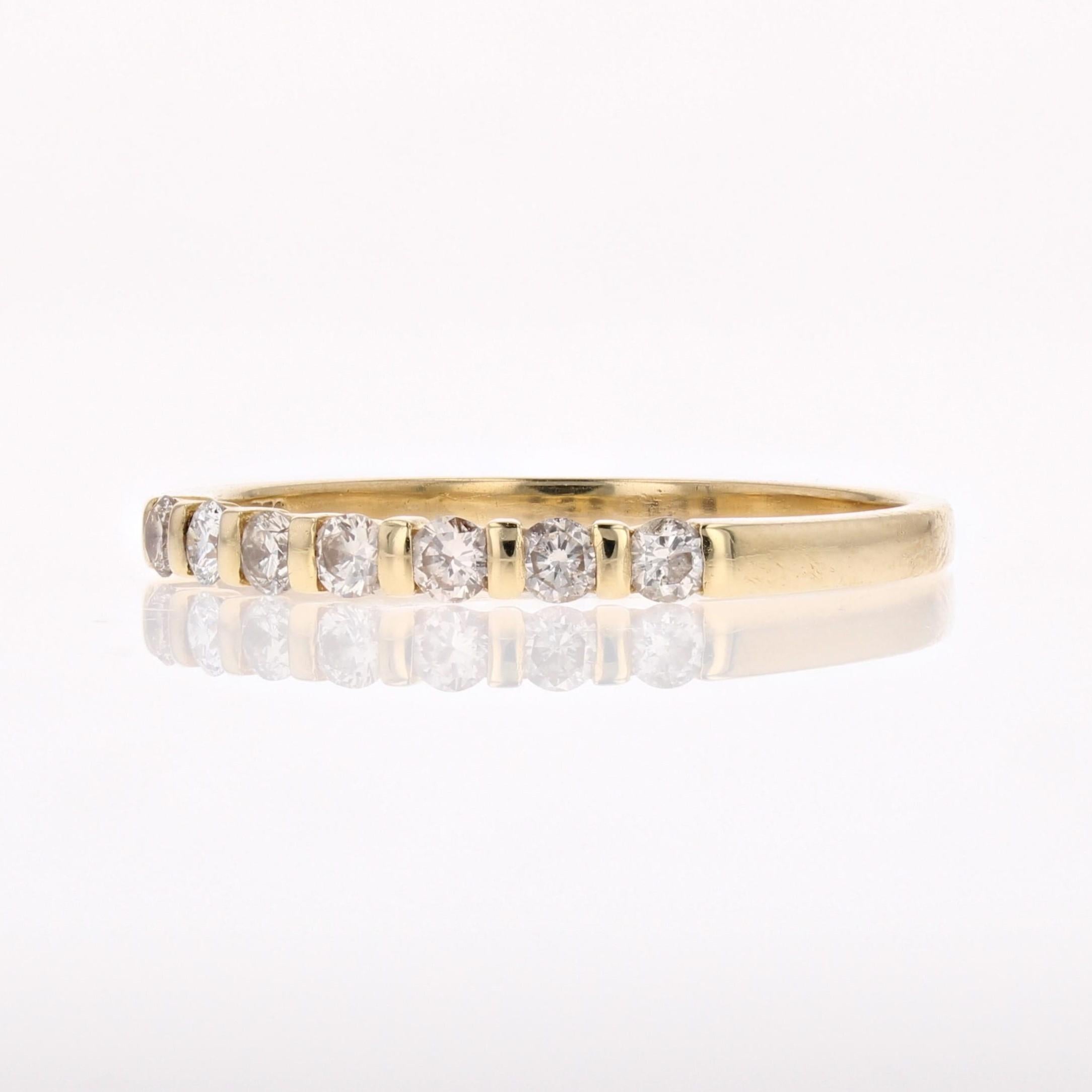 Brilliant Cut Modern Diamond 18 Karat Yellow Gold Half Wedding Ring For Sale
