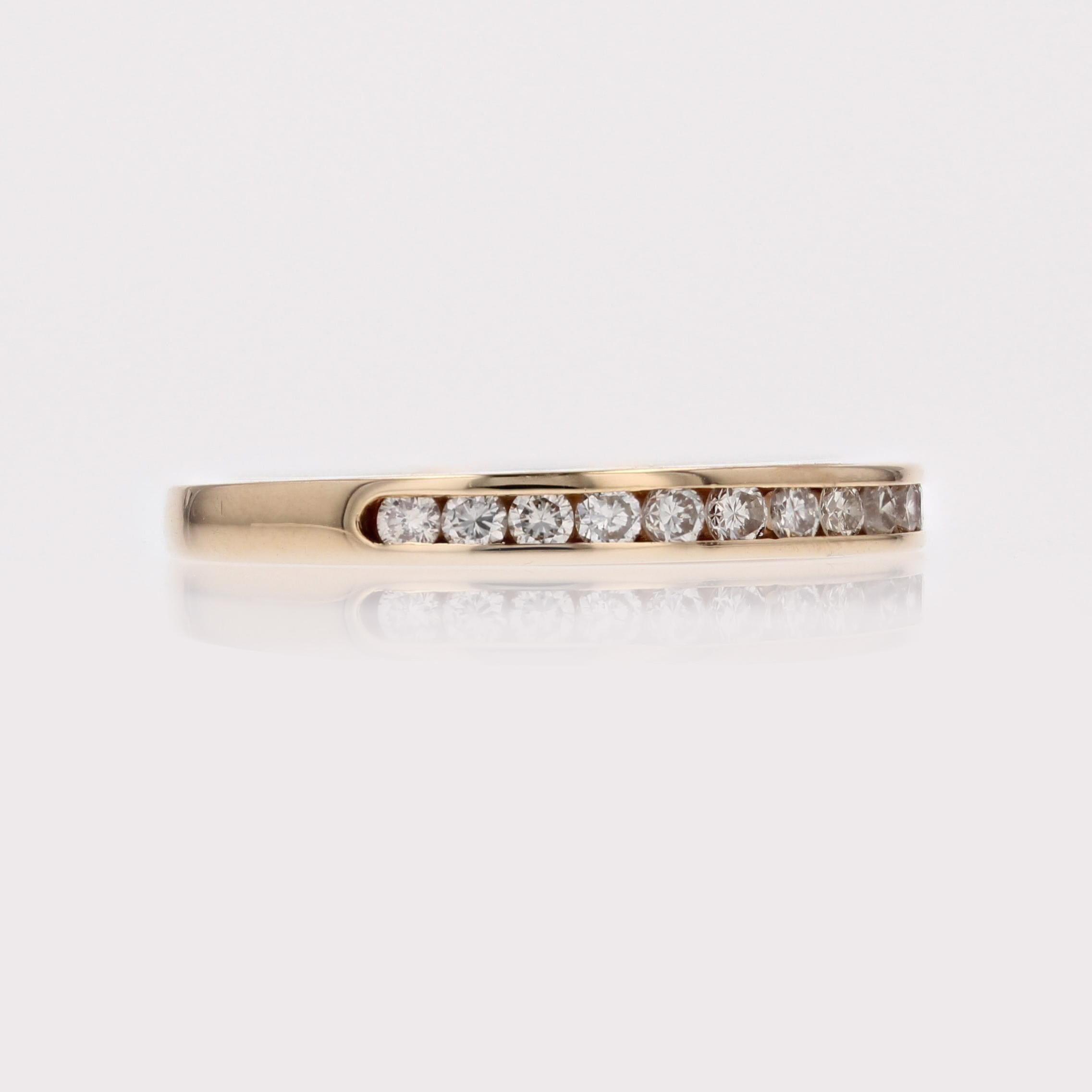 Women's Modern Diamond 18 Karat Yellow Gold Half Wedding Ring For Sale