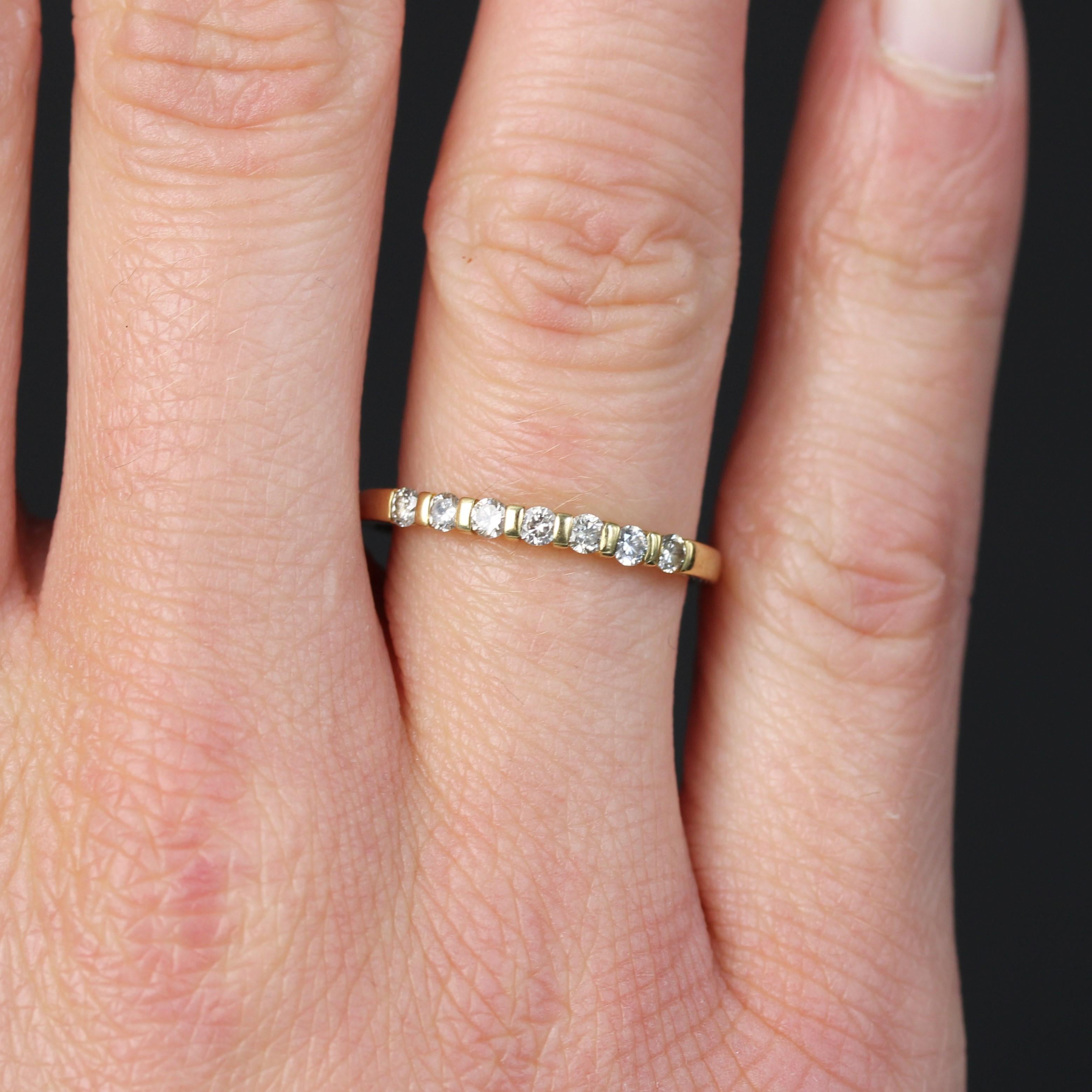 Women's Modern Diamond 18 Karat Yellow Gold Half Wedding Ring For Sale