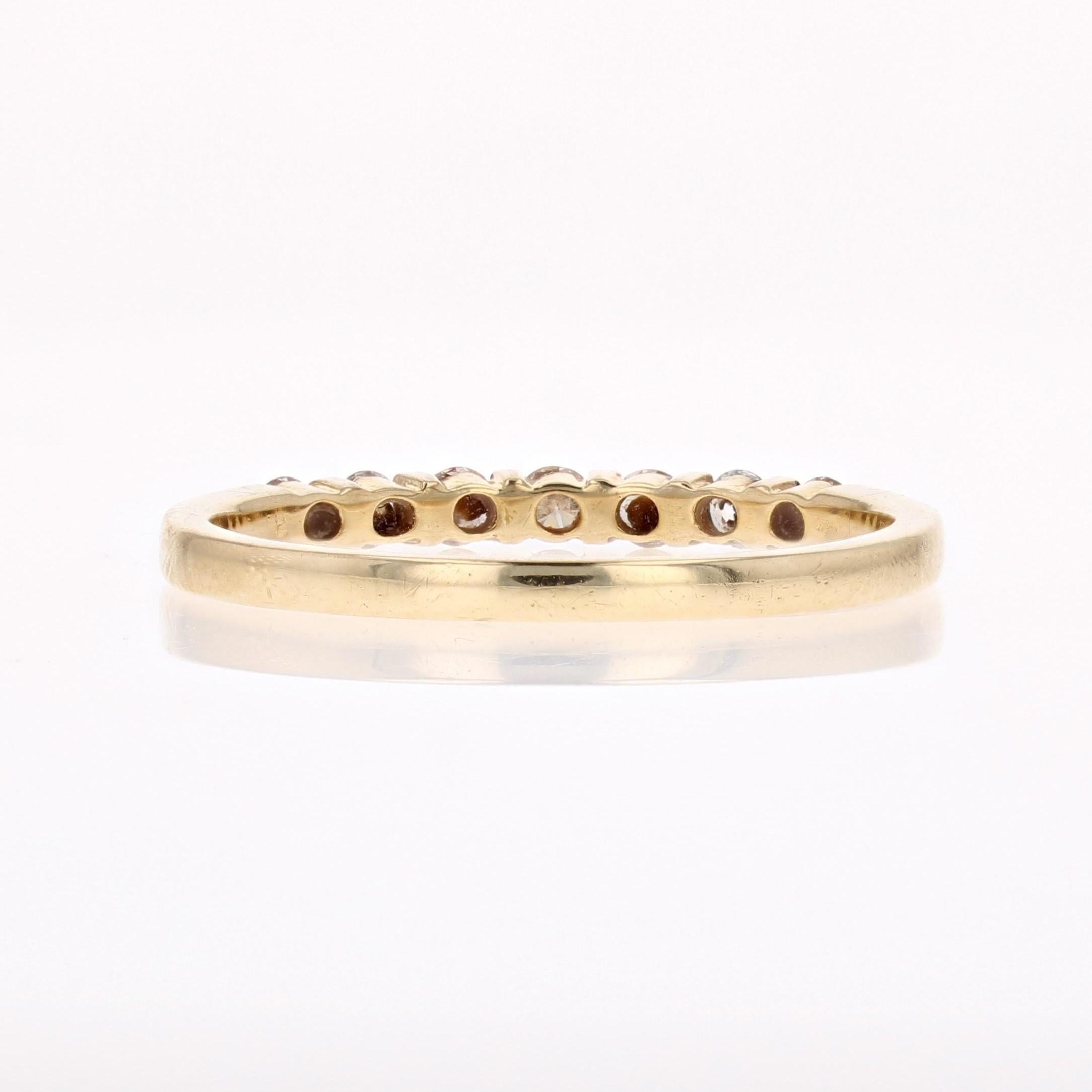 Modern Diamond 18 Karat Yellow Gold Half Wedding Ring For Sale 1