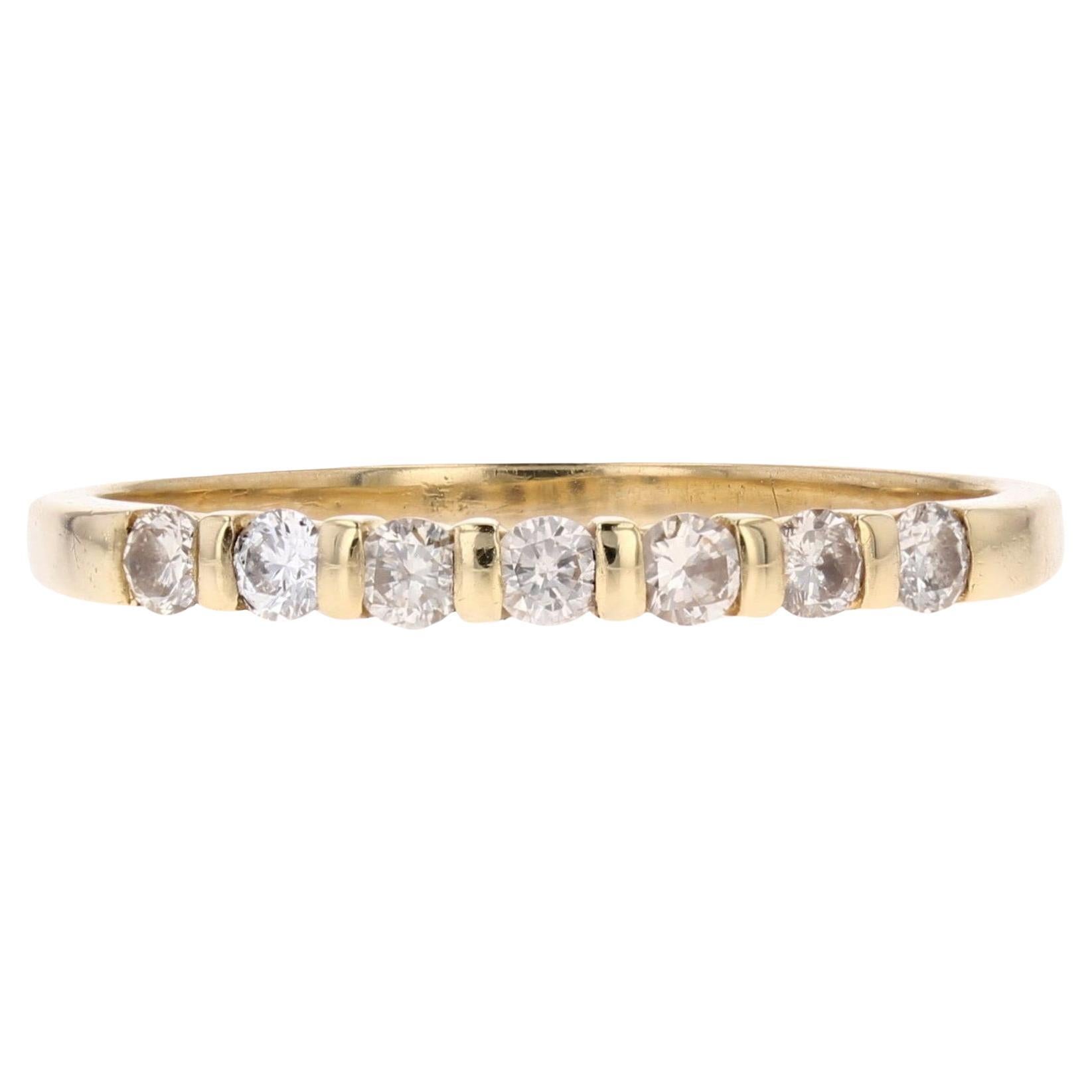 Modern Diamond 18 Karat Yellow Gold Half Wedding Ring