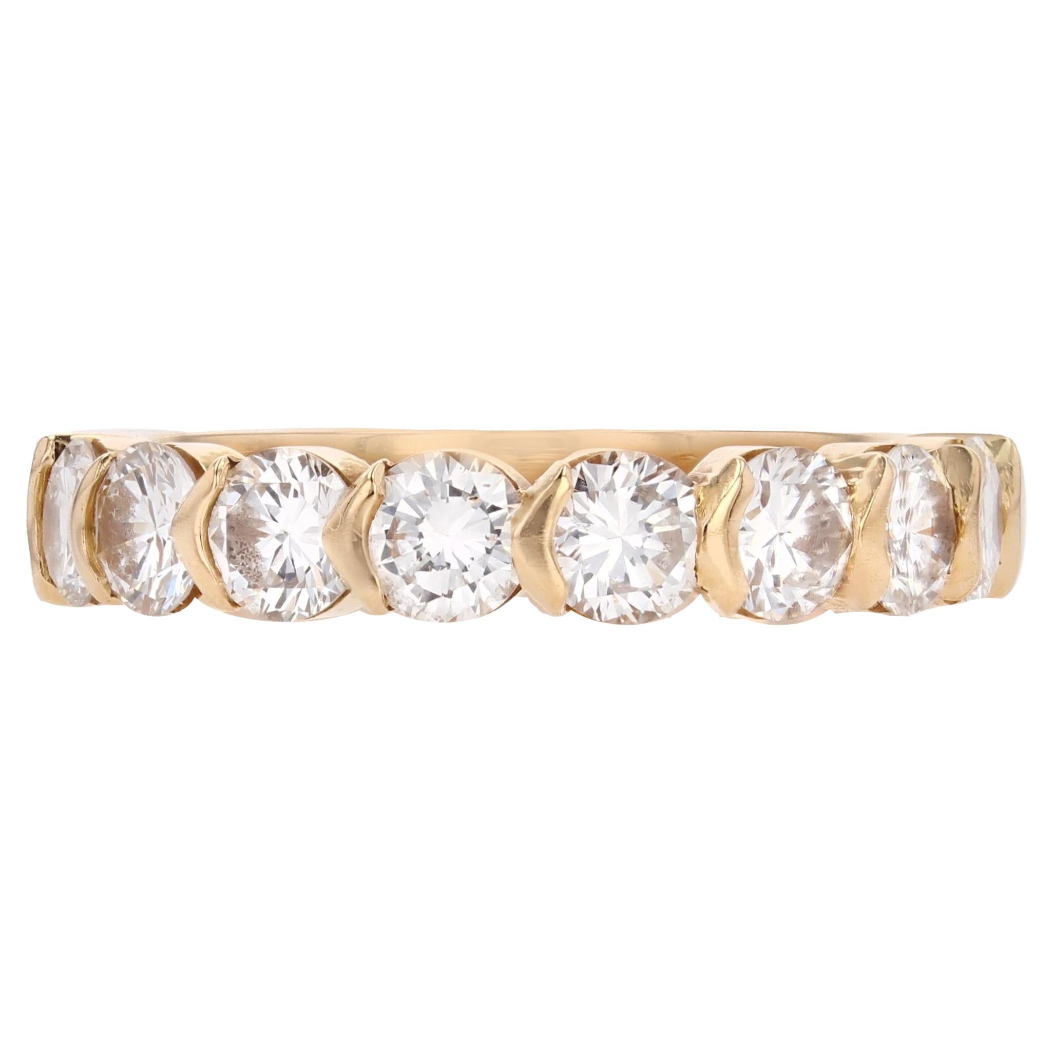 Modern Diamond 18 Karat Yellow Gold Half Wedding Ring