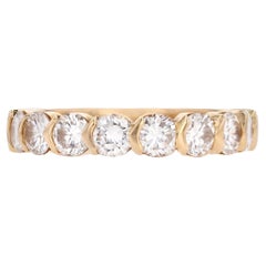 Modern Diamond 18 Karat Yellow Gold Half Wedding Ring