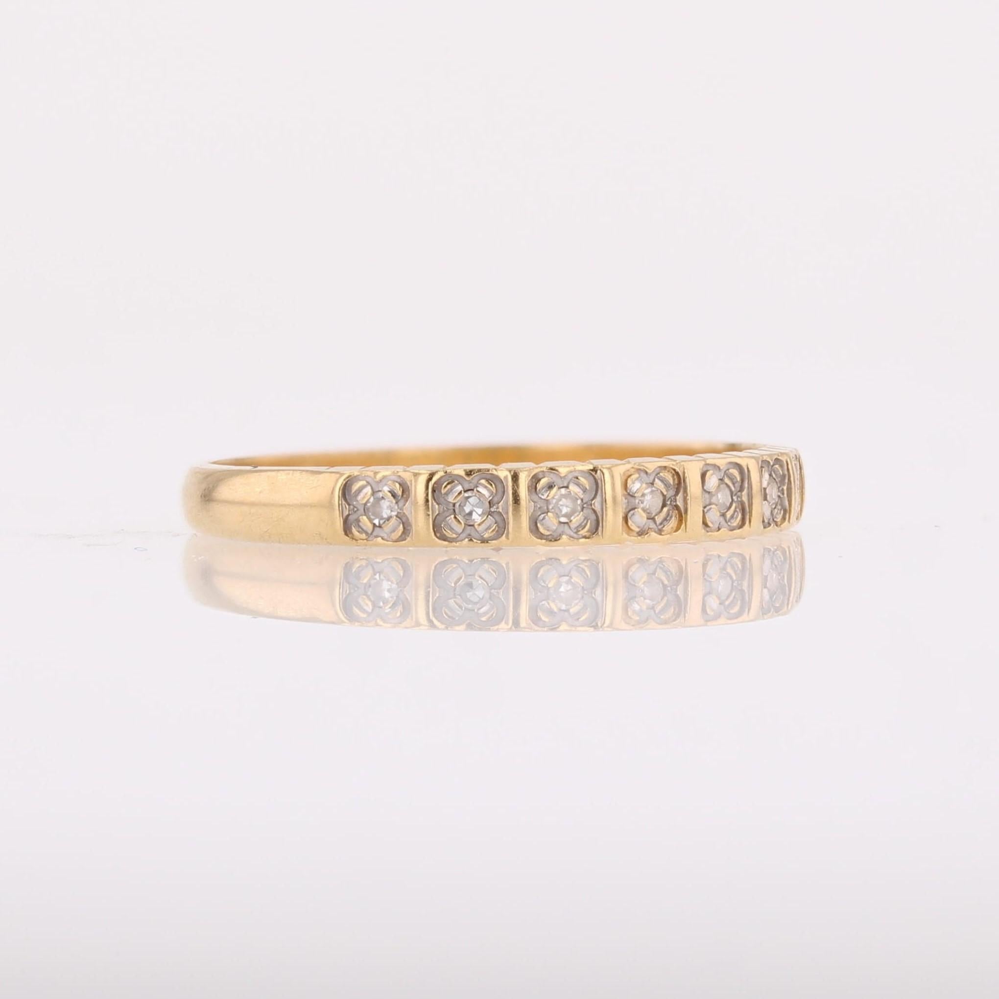 Demi alliance moderne en or jaune 18 carats avec diamant Bon état - En vente à Poitiers, FR