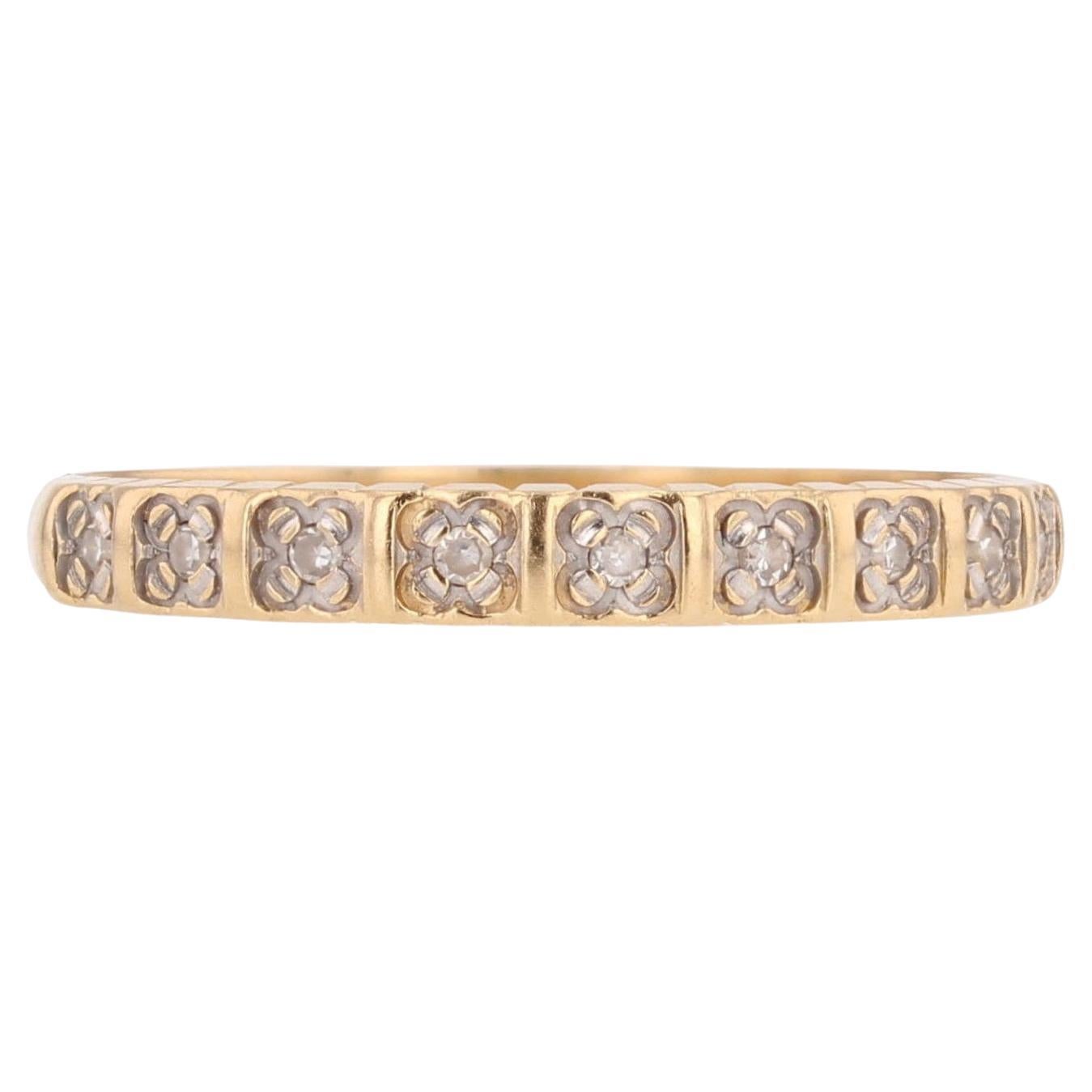 Modern Diamond 18 Karat Yellow Gold Half Wedding Small Ring