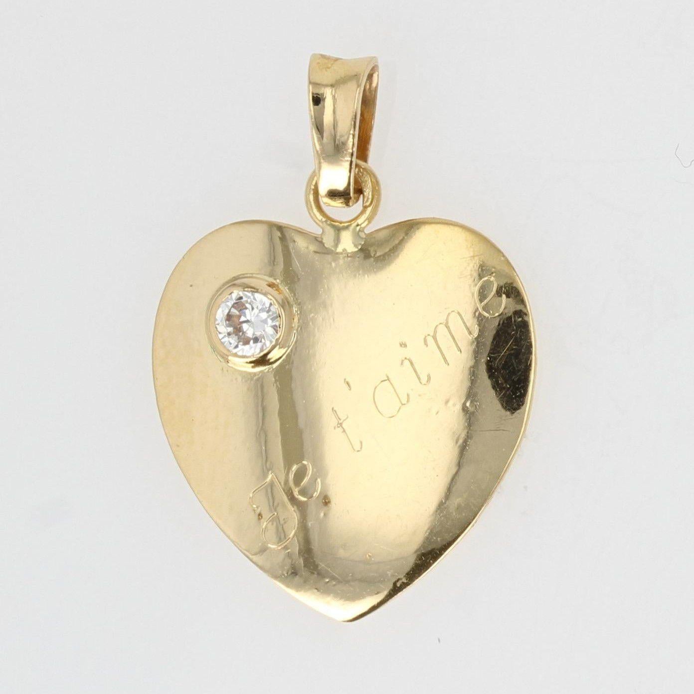 Brilliant Cut Modern Diamond 18 Karat Yellow Gold Heart Shape Pendant