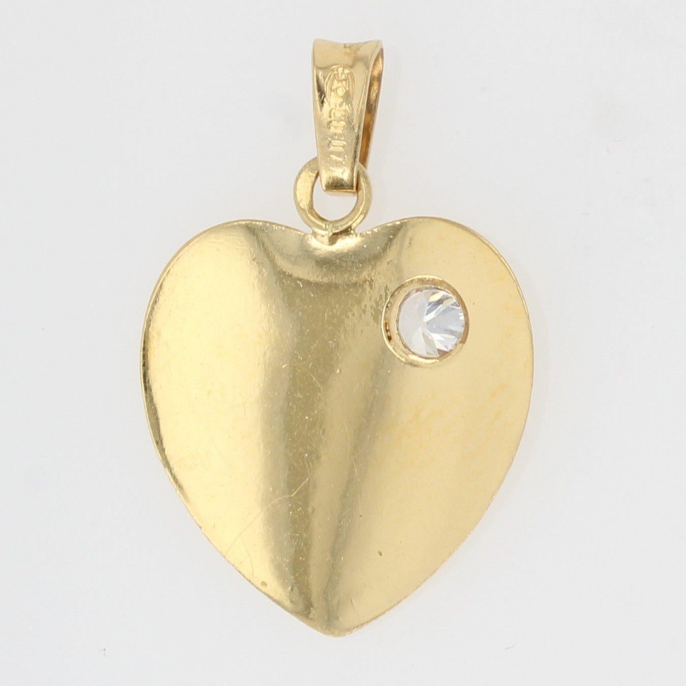 Modern Diamond 18 Karat Yellow Gold Heart Shape Pendant In Excellent Condition In Poitiers, FR